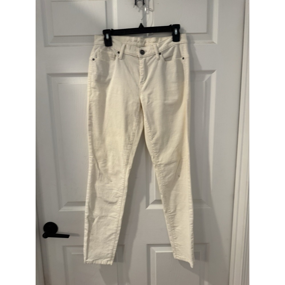 Victoria Secret VS Mid Rise Siren Cream Corduroy Pants Skinny Leg Women's Size 6